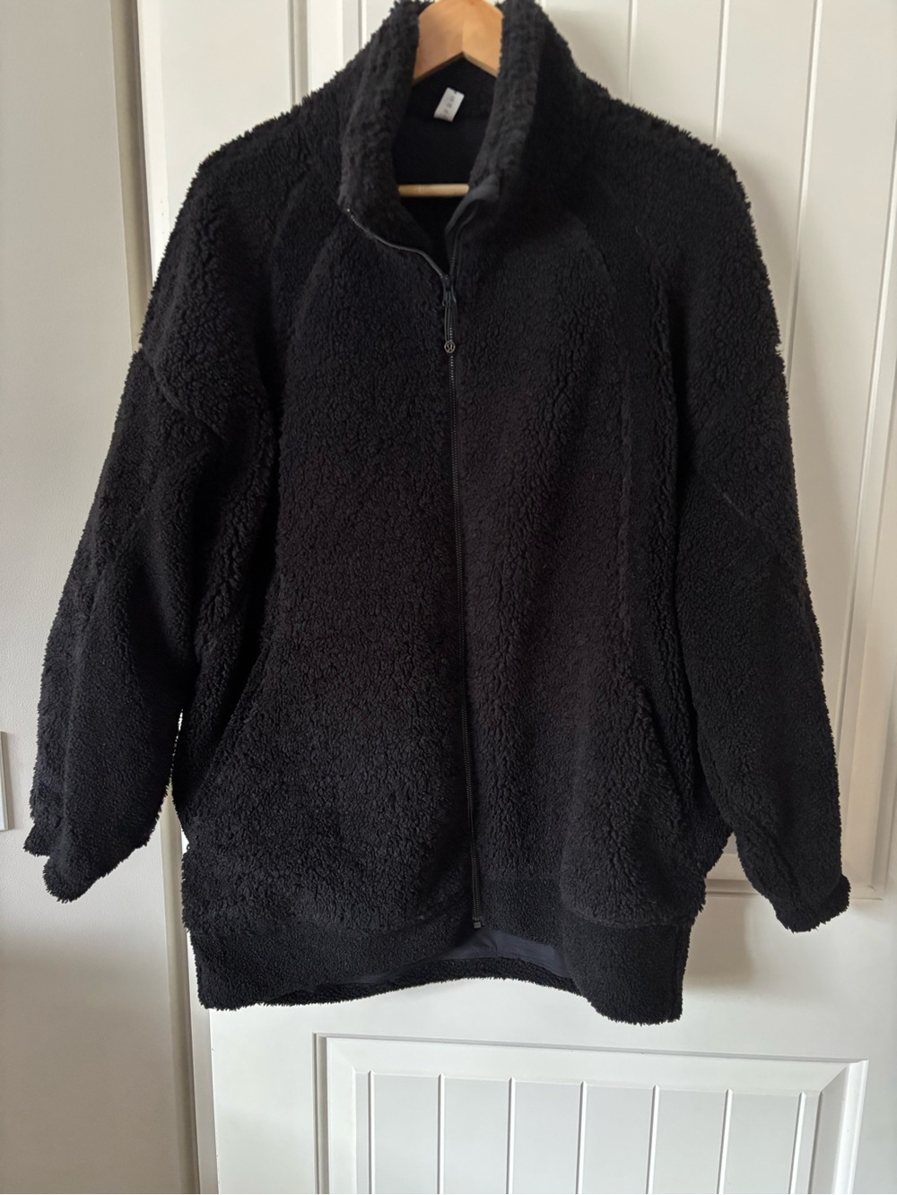 Lululemon Long Textured Fleece Jacket Black M/L Sherpa